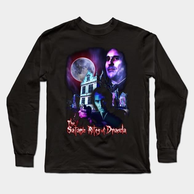 Satanic Rites Of Dracula Design Long Sleeve T-Shirt by HellwoodOutfitters